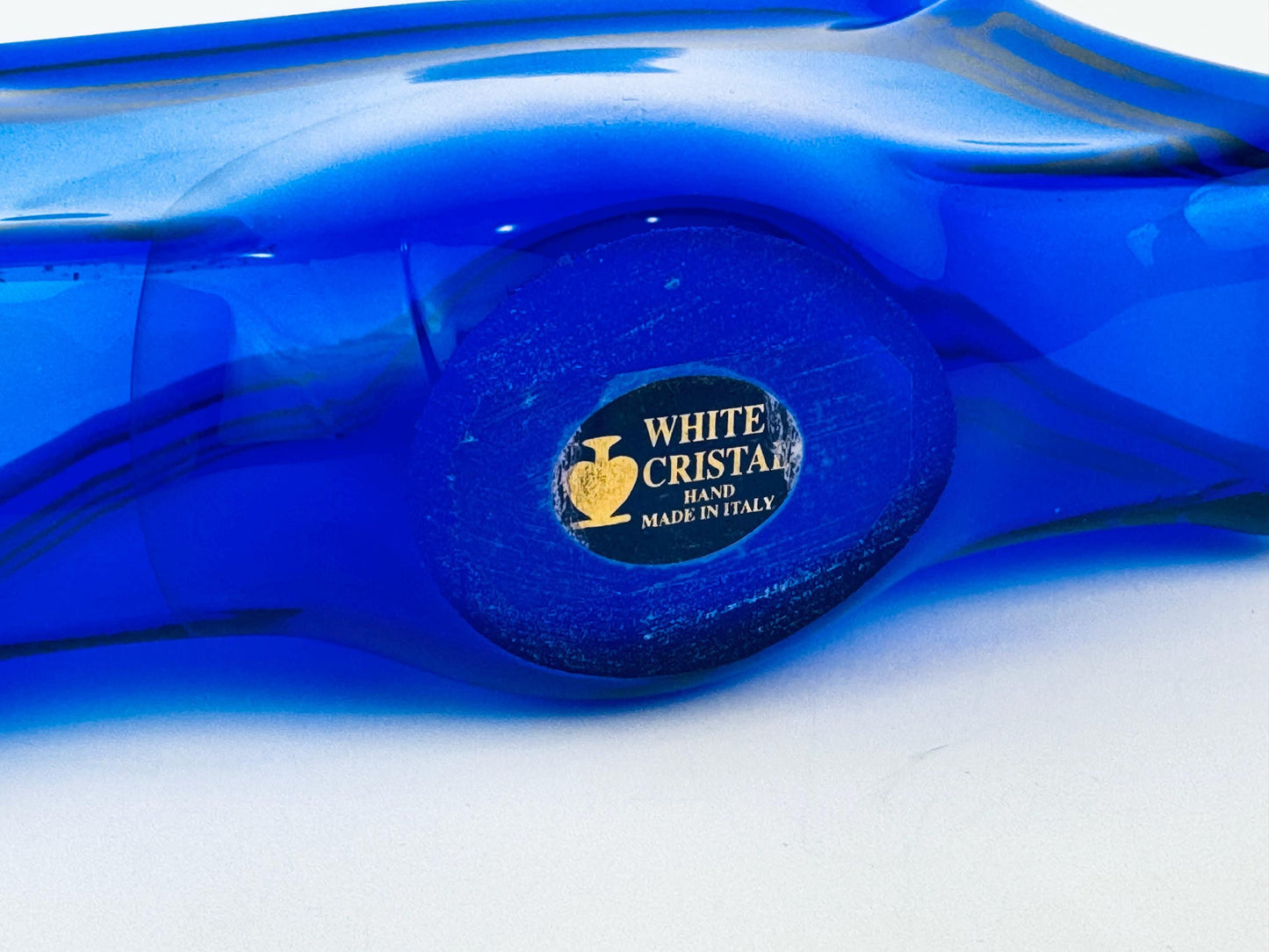 Product image for 'vintage cobalt blue art glass napkin holder hand made in italy by white cristal' (view 4743ed)