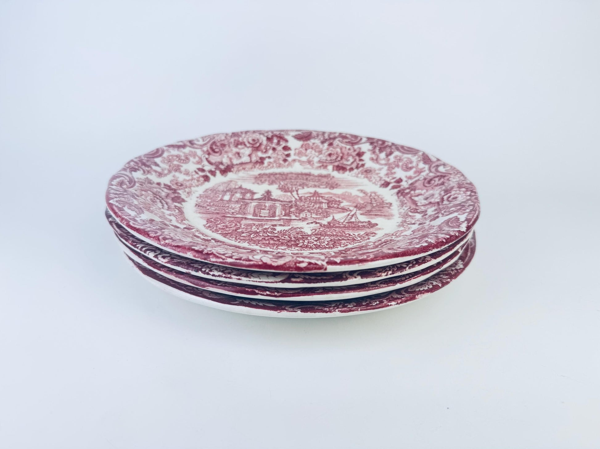 Product image for 'vintage 1940s la cartuja de sevilla pickman red transferware plates spanish earthenware serving display plates sold separately' (view c3e772)