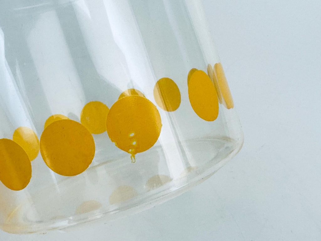 Product image for 'vintage mcm danish yellow polka dot plastic countertop canister made in denmark by garant plast' (view 9766f0)
