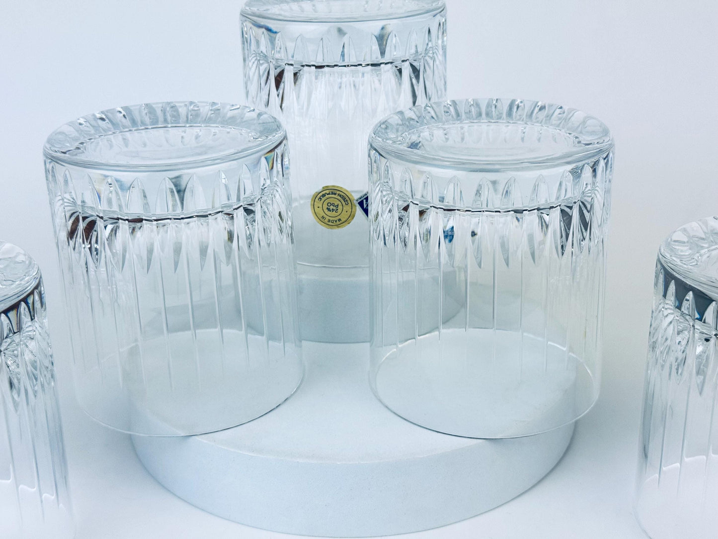Product image for 'vintage jihlavske sklarny bohemia crystal lowball glasses set of five 5 made in czech republic' (view e345e6)