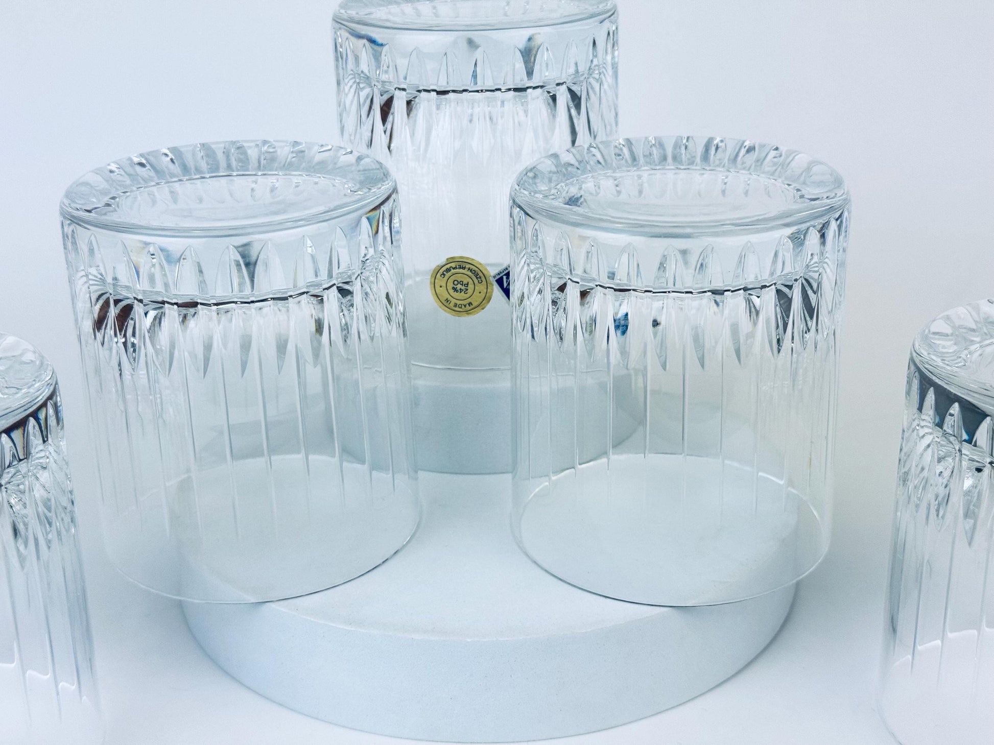 Product image for 'vintage jihlavske sklarny bohemia crystal lowball glasses set of five 5 made in czech republic' (view e345e6)