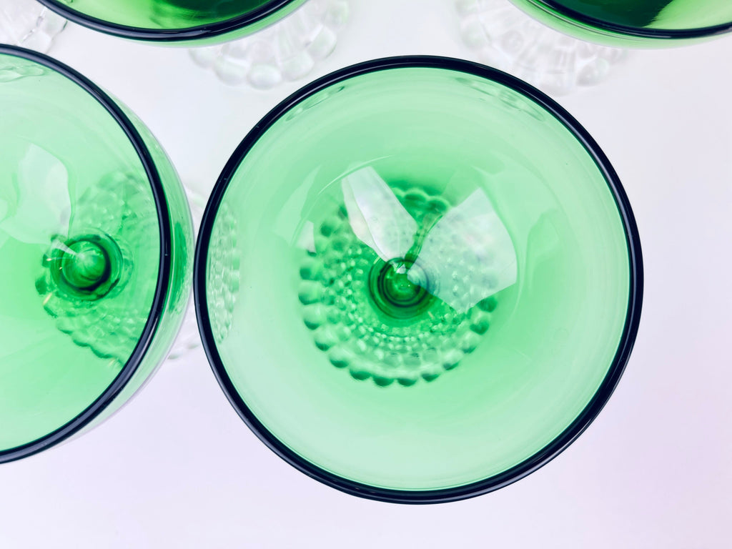 Product image for 'vintage boopie bubble bottom green glass set set of five 5' (view b60580)