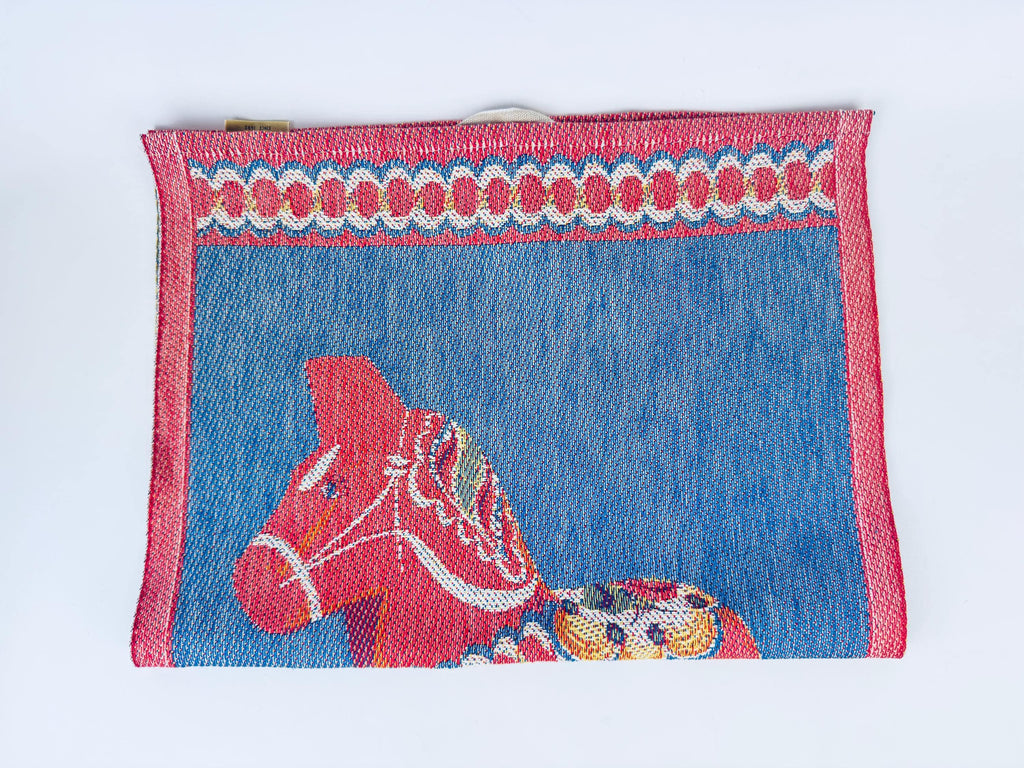 Product image for 'vintage ekelund dala horse woven tea towel 100 cotton made in sweden' (view b6de8a)