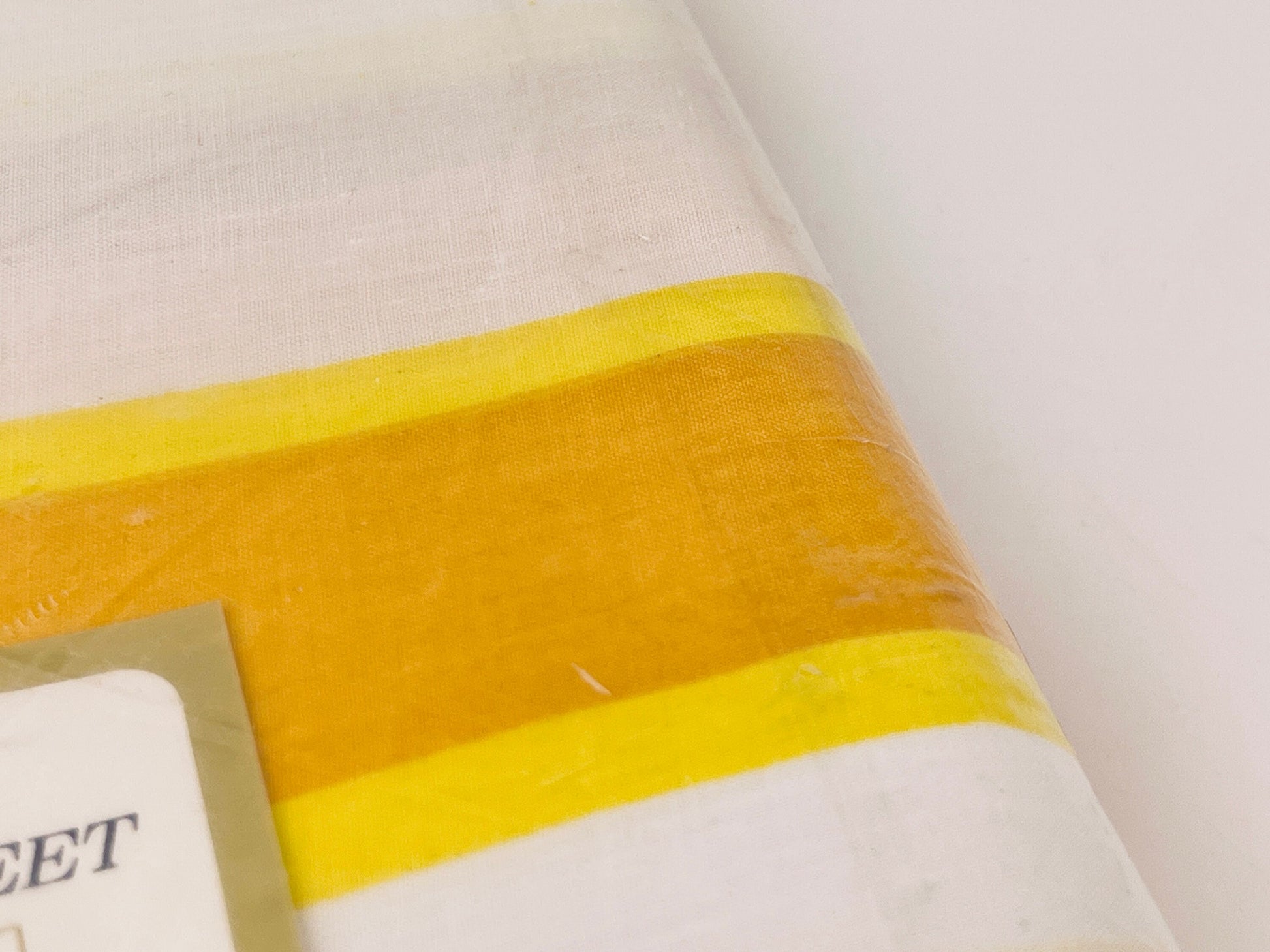 Product image for 'vintage sears perma prest 1970s yellow striped twin flat sheet 50 50 cotton polyester blend new old stock nos' (view ac6b81)