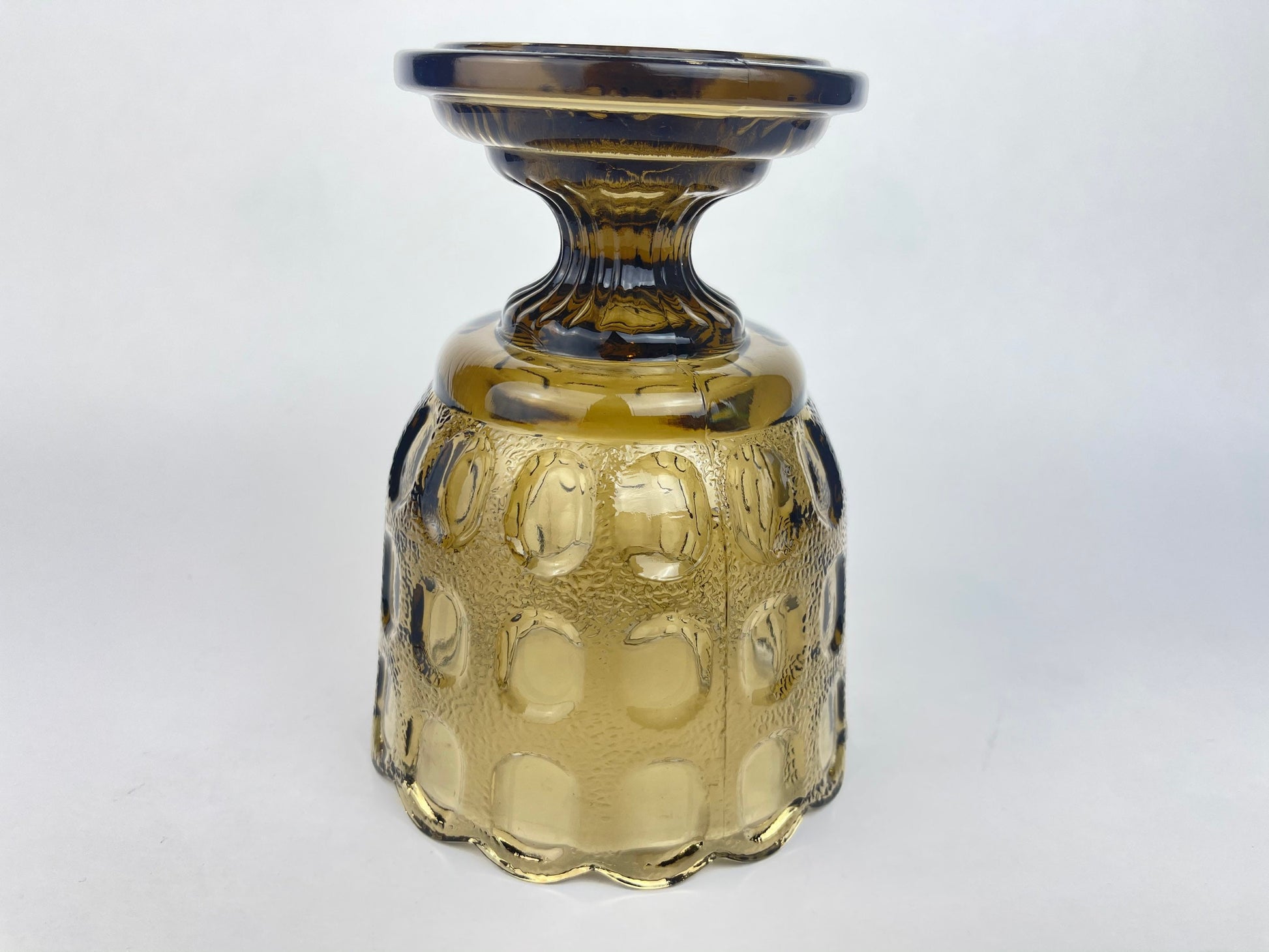 Product image for 'vintage smokey brown thumbprint glass vase planter made by e o brody co m420' (view 30e107)