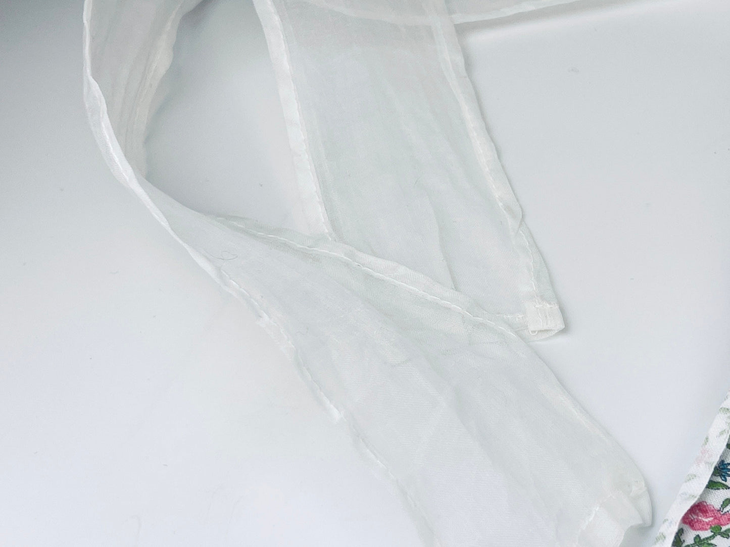 Product image for 'vintage pink floral long waisted pocket apron sheer organza ruffle skirt bottom' (view 673bd2)