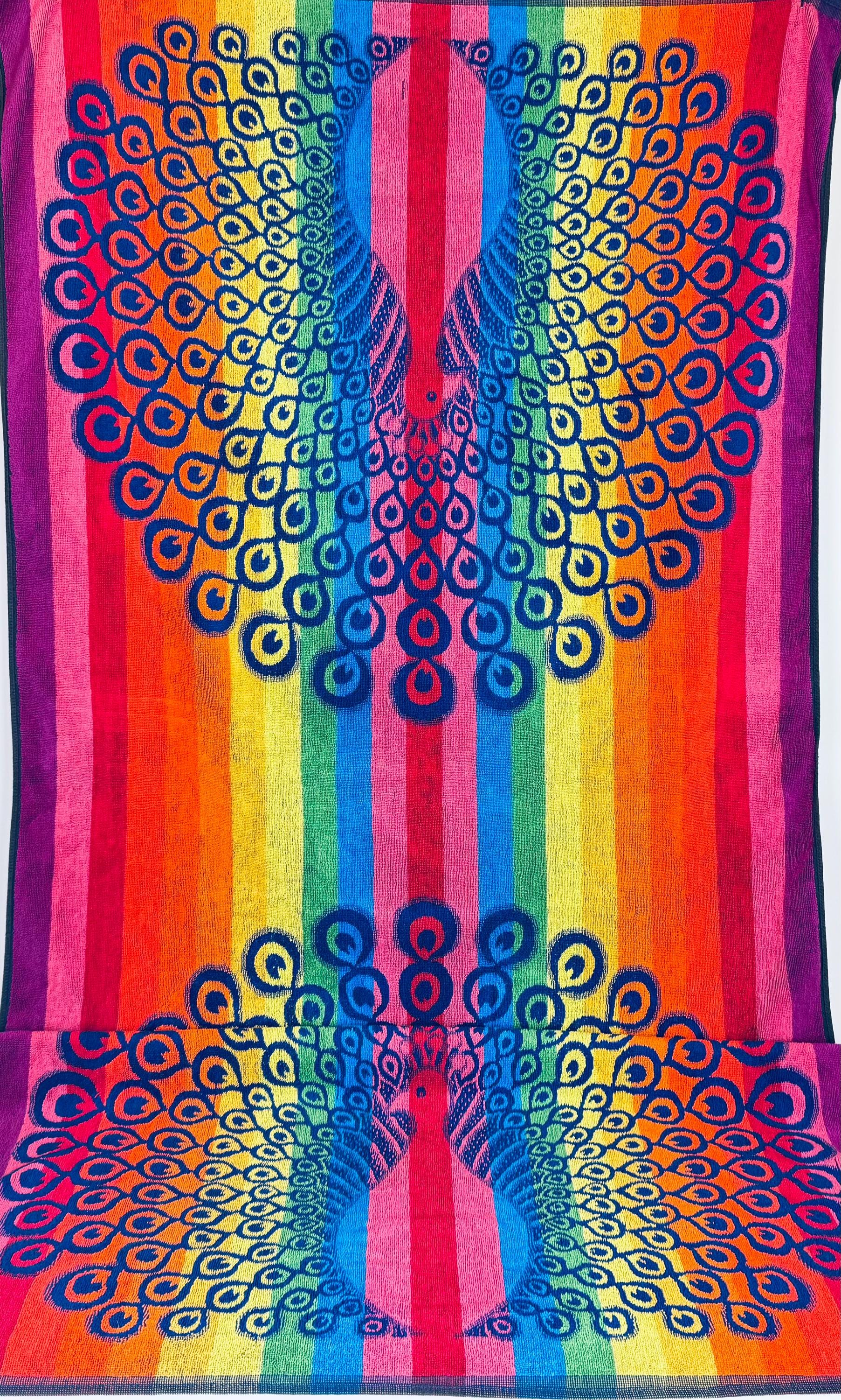 Product image for 'vintage oversized rainbow peacock beach shower towel 100 cotton' (view b58119)