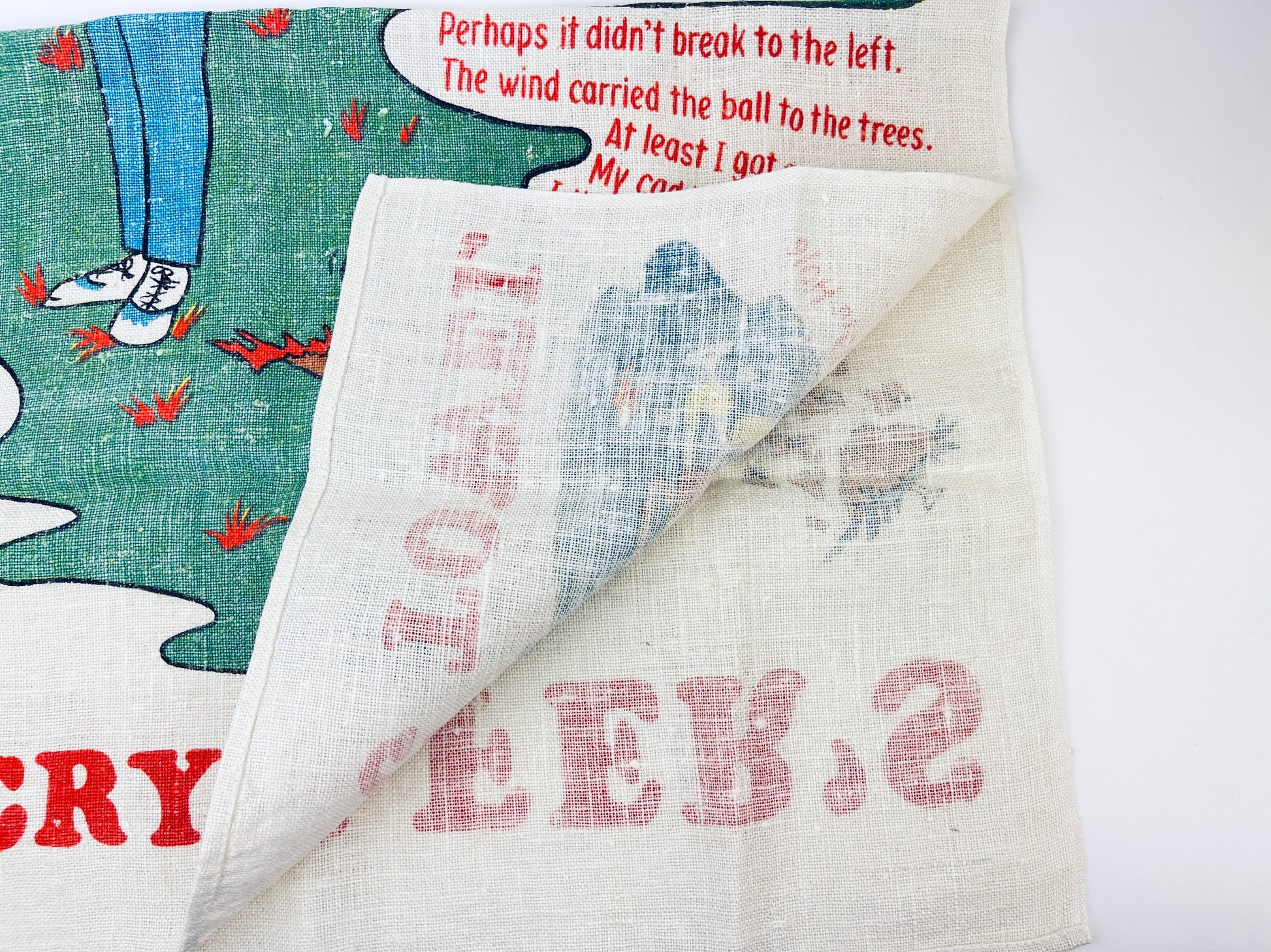 Product image for 'vintage golfers crying linen tea towel statement towel golfer gift' (view a0968a)