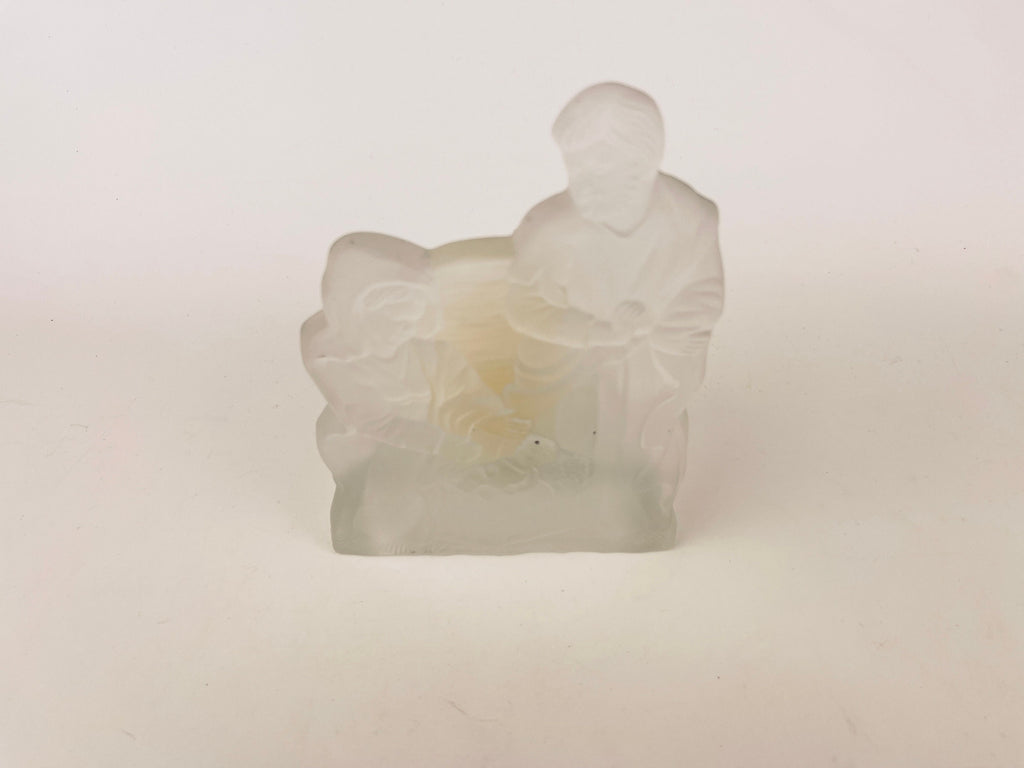 Product image for 'vintage frosted glass christmas votive candleholder mary joseph jesus nativity scene' (view 074d06)