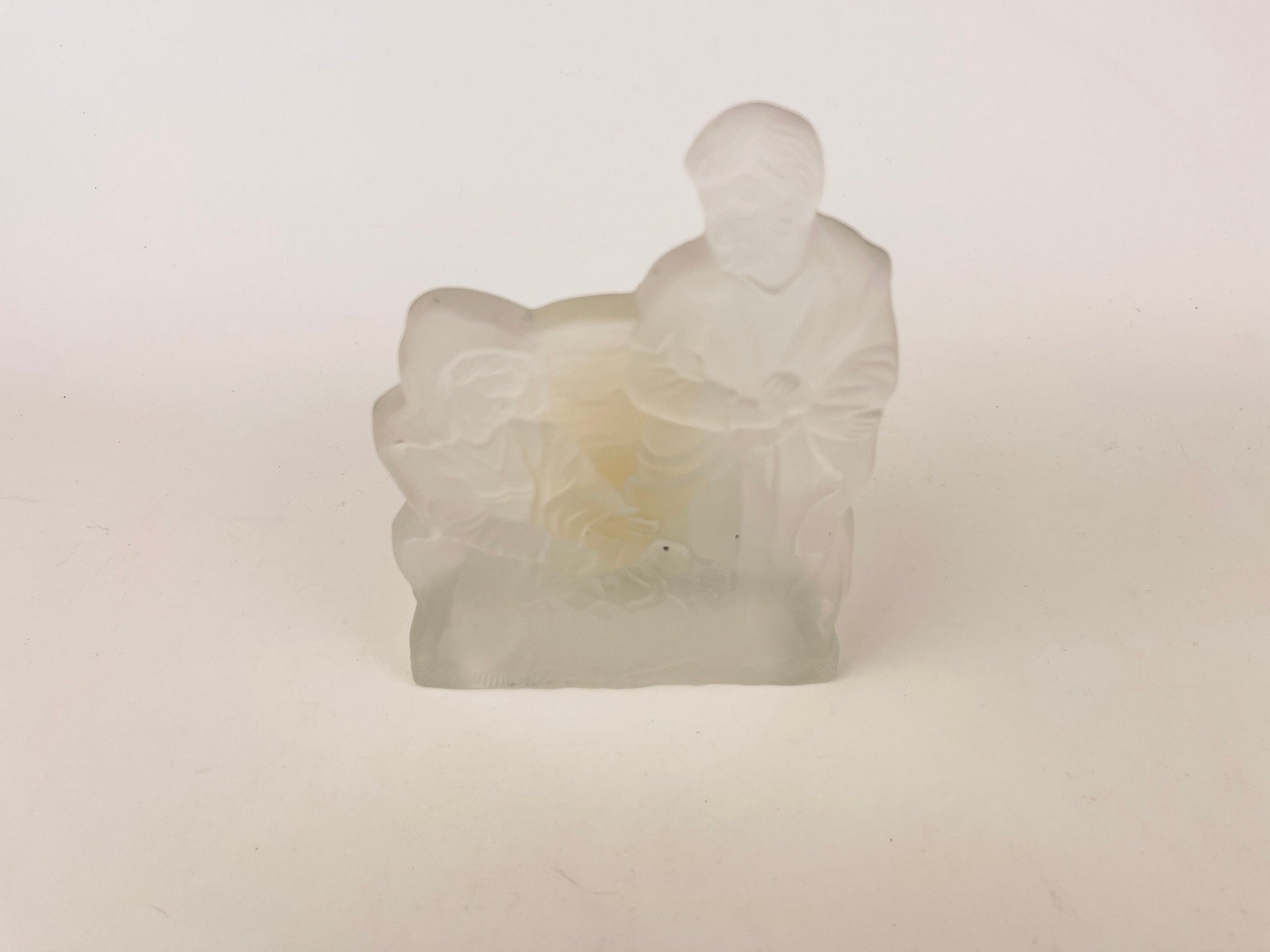 Product image for 'vintage frosted glass christmas votive candleholder mary joseph jesus nativity scene' (view 074d06)