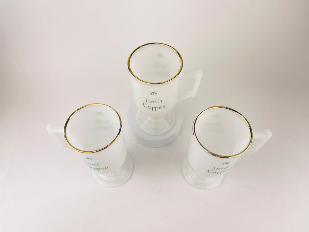 Product image for 'vintage milk glass irish coffee pedestal mugs set of three 3' (view f948f8)