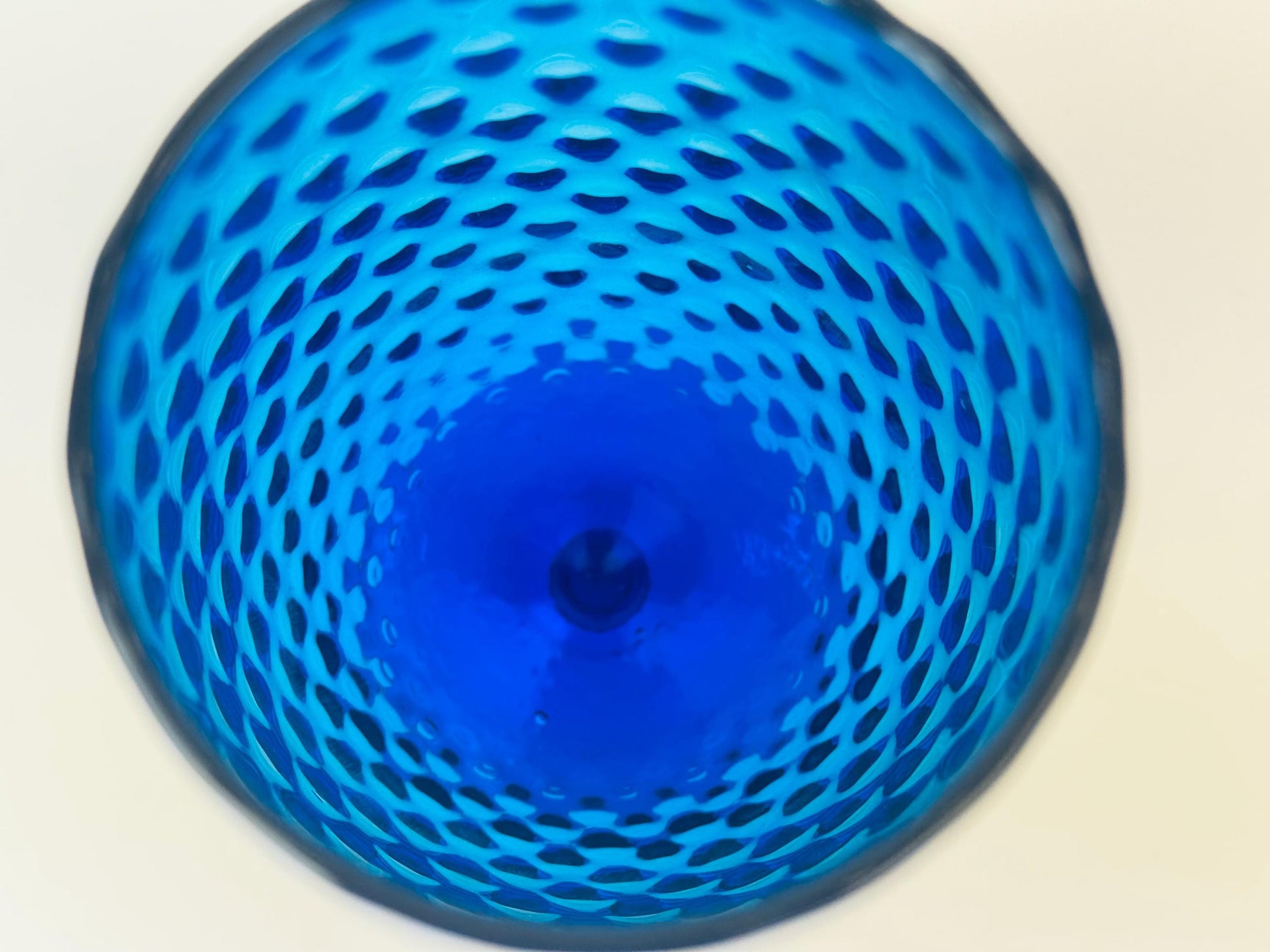 Product image for 'vintage tall italian empoli art glass footed pedestal vase cobalt blue diamond optic design made in italy' (view 41bd3a)