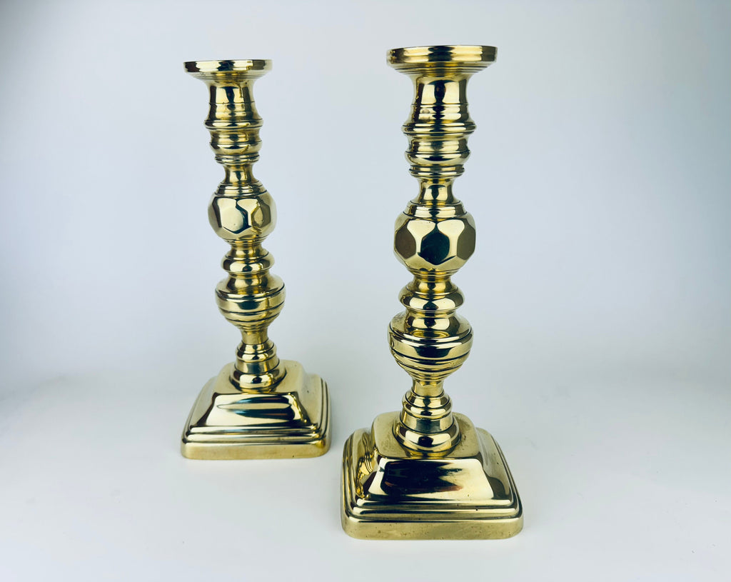 Product image for 'vintage ornate tall solid brass candlestick holders set of two 2' (view 067387)
