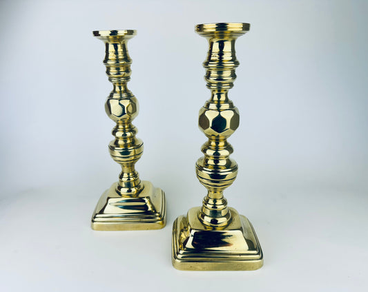 Product image for 'vintage ornate tall solid brass candlestick holders set of two 2' (view 067387)
