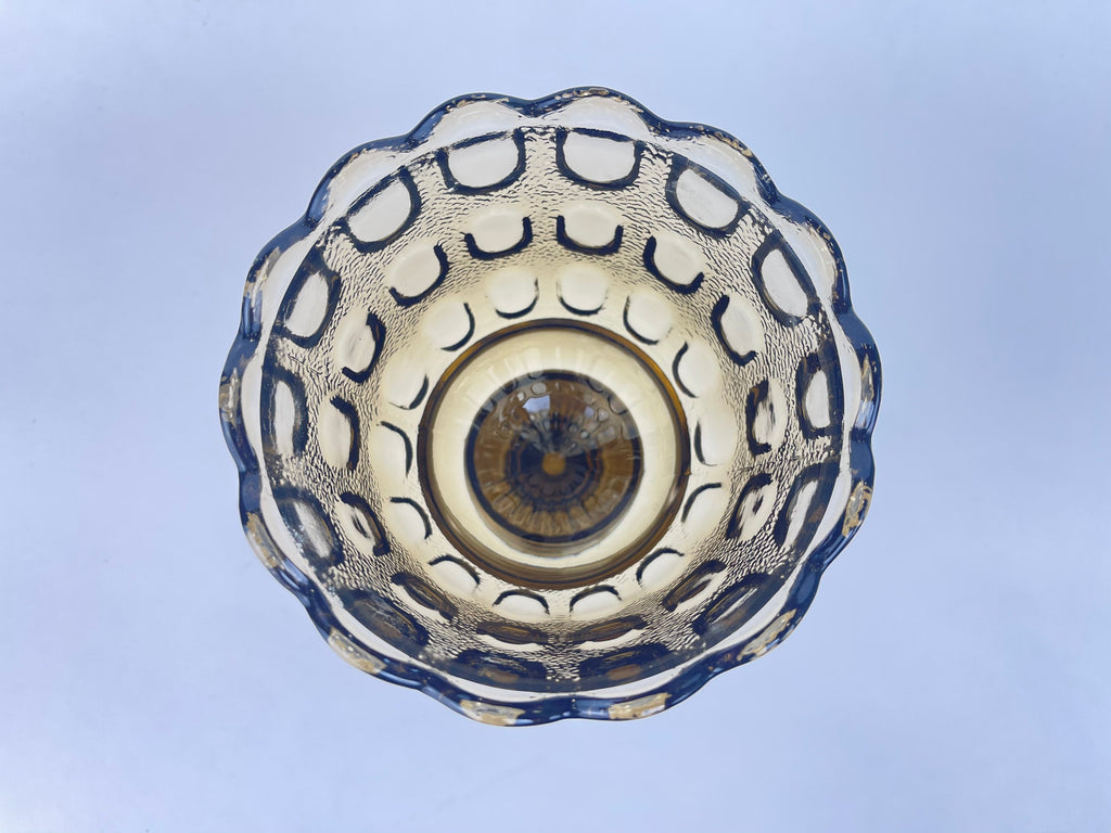 Product image for 'vintage smokey brown thumbprint glass vase planter made by e o brody co m420' (view 09691e)