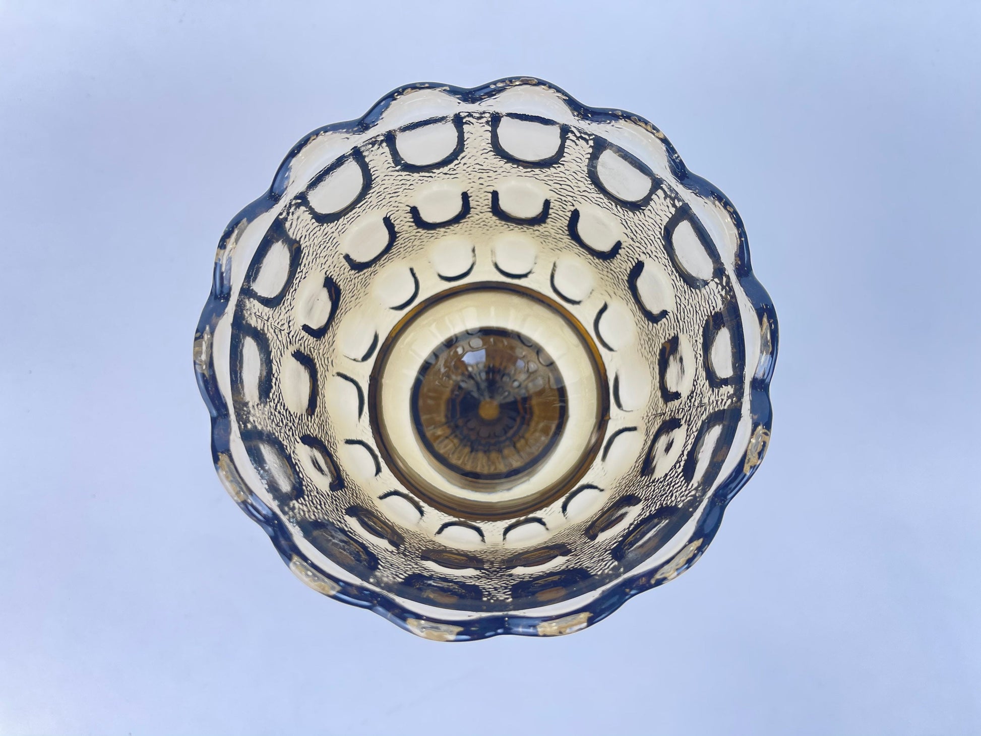 Product image for 'vintage smokey brown thumbprint glass vase planter made by e o brody co m420' (view 09691e)