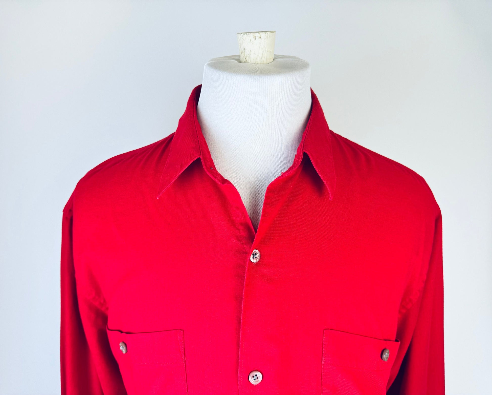Product image for 'vintage yves saint laurent ysl menswear long sleeve button up red shirt double breast pocket size large l' (view f0d342)