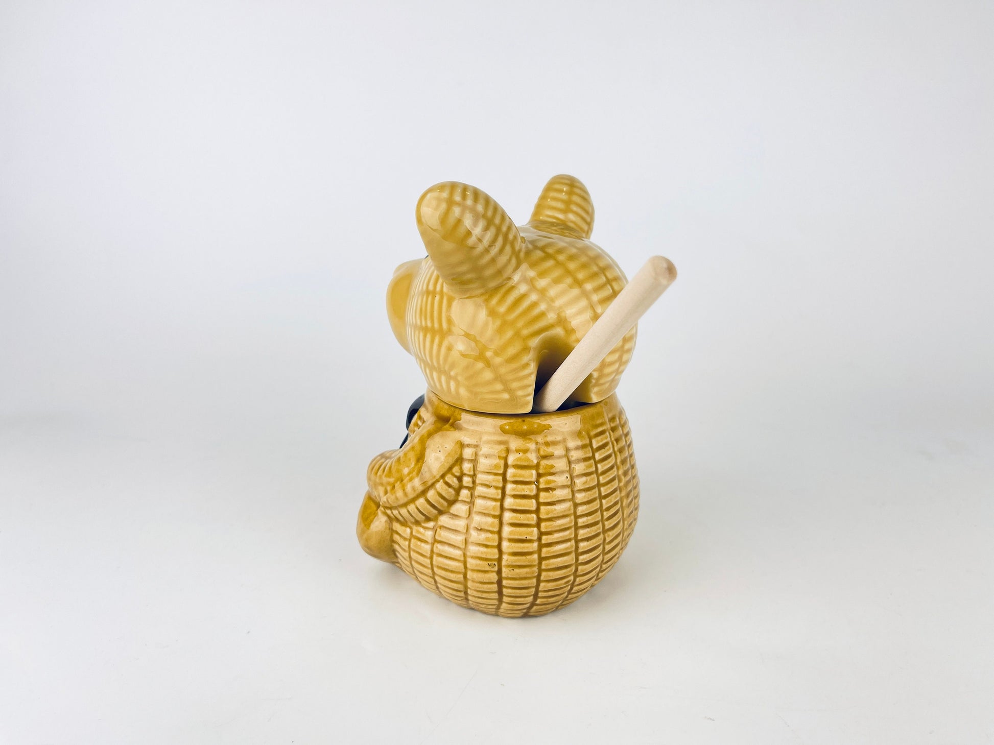 Product image for 'vintage glazed ceramic honey pot bear wooden honey dipper' (view a3fb5b)