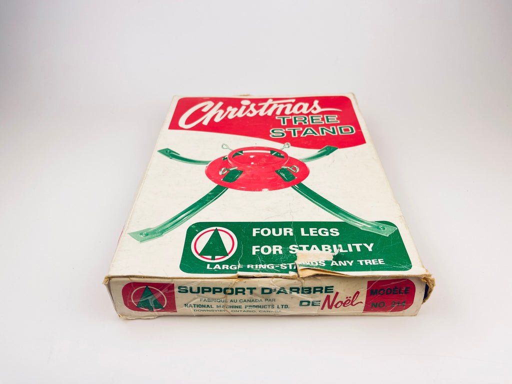 Product image for 'vintage metal christmas tree stand four legs for stability large ring stands any tree simpson sears' (view f26568)