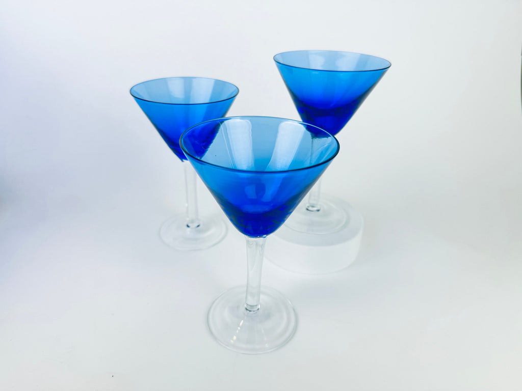 Product image for 'vintage blue martini glasses set of three 3 sets sold separately' (view 770731)