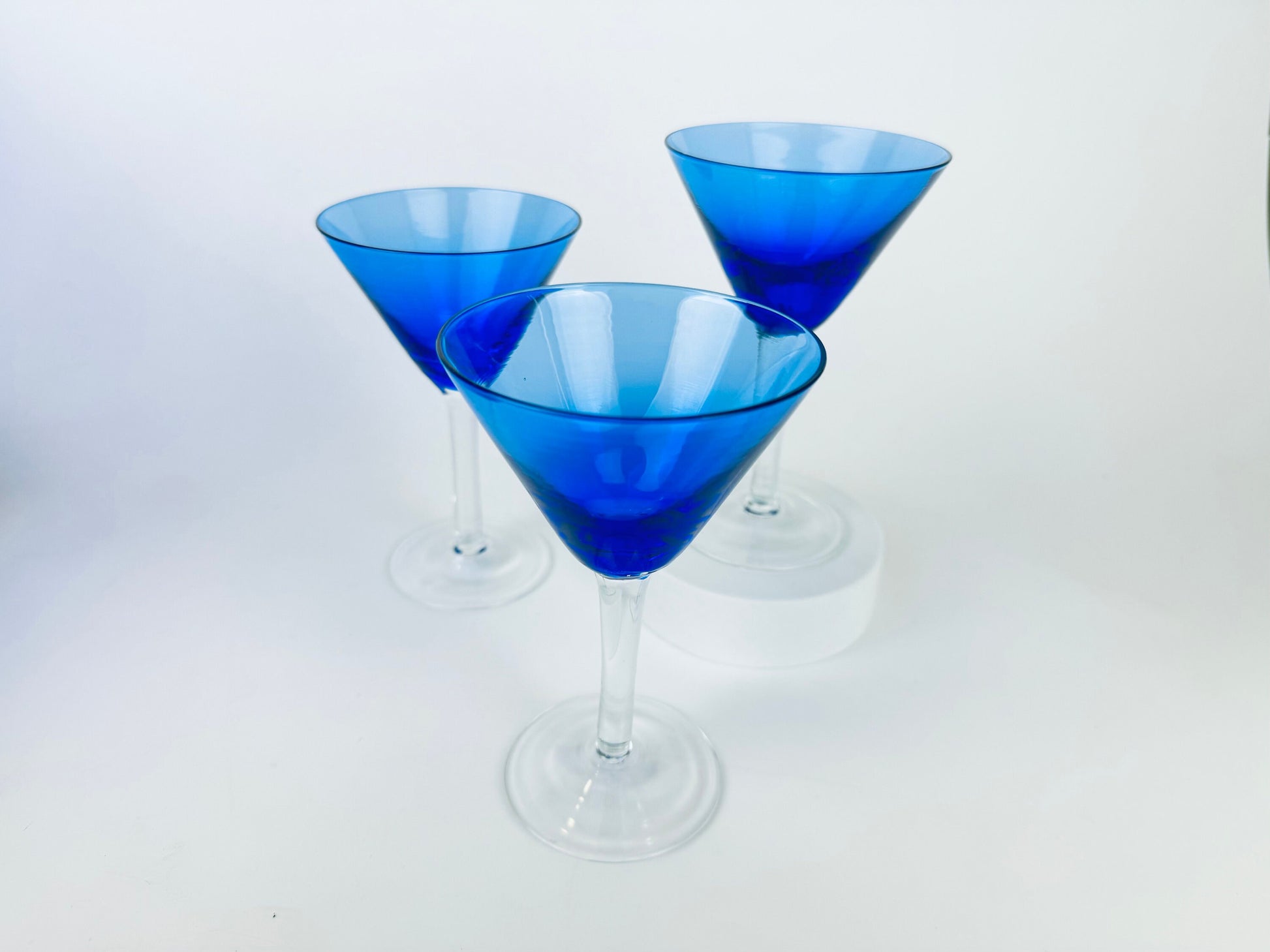 Product image for 'vintage blue martini glasses set of three 3 sets sold separately' (view 770731)