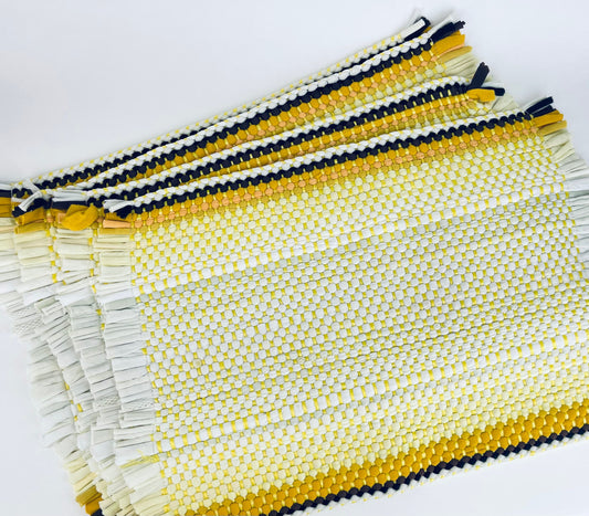 Product image for 'vintage rectangular yellow brown striped woven place mats set of four 4' (view cd6231)