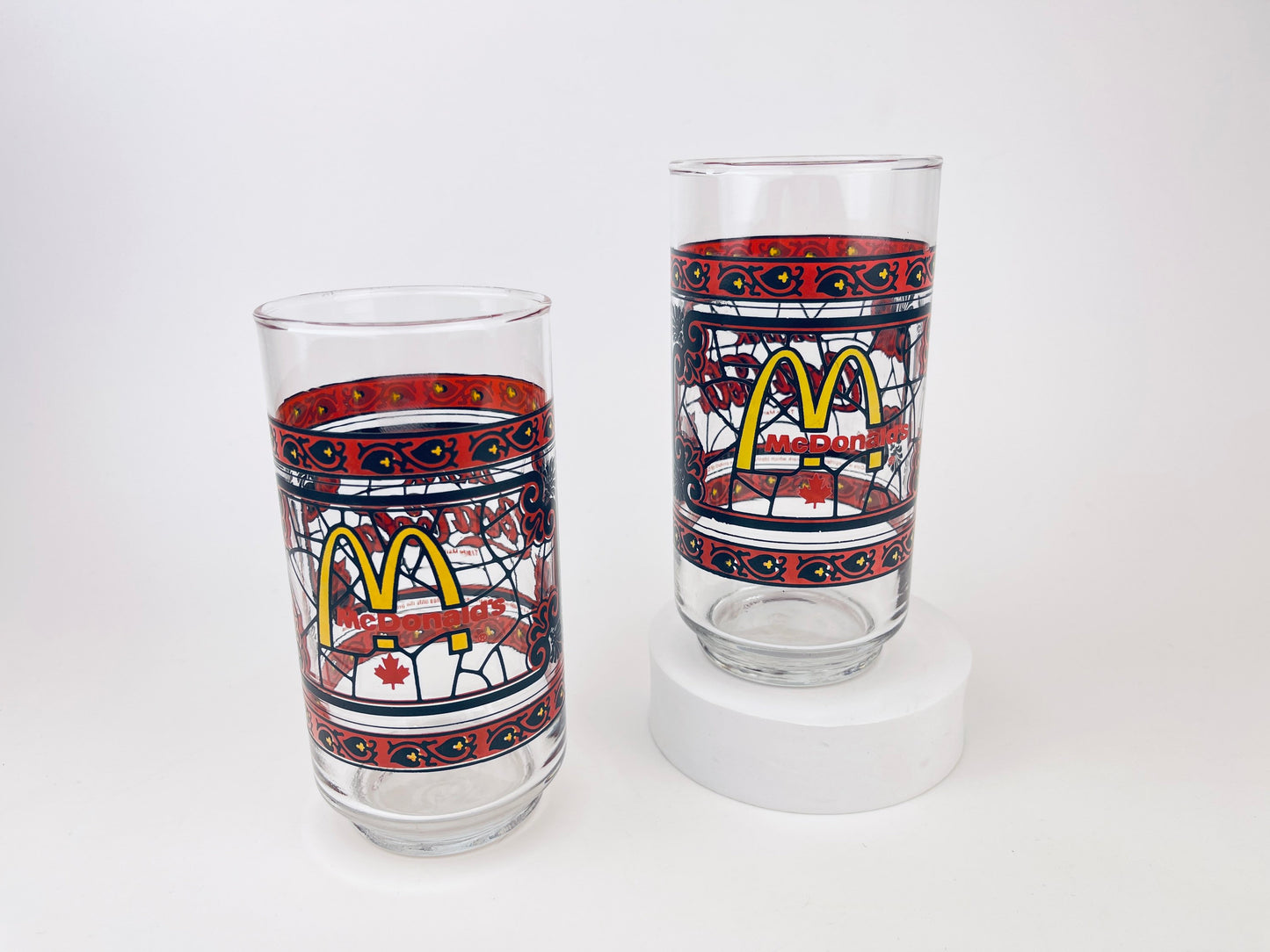 Product image for 'vintage coca cola mcdonalds canada stained glass water tumbler glasses sold individually' (view b2d232)