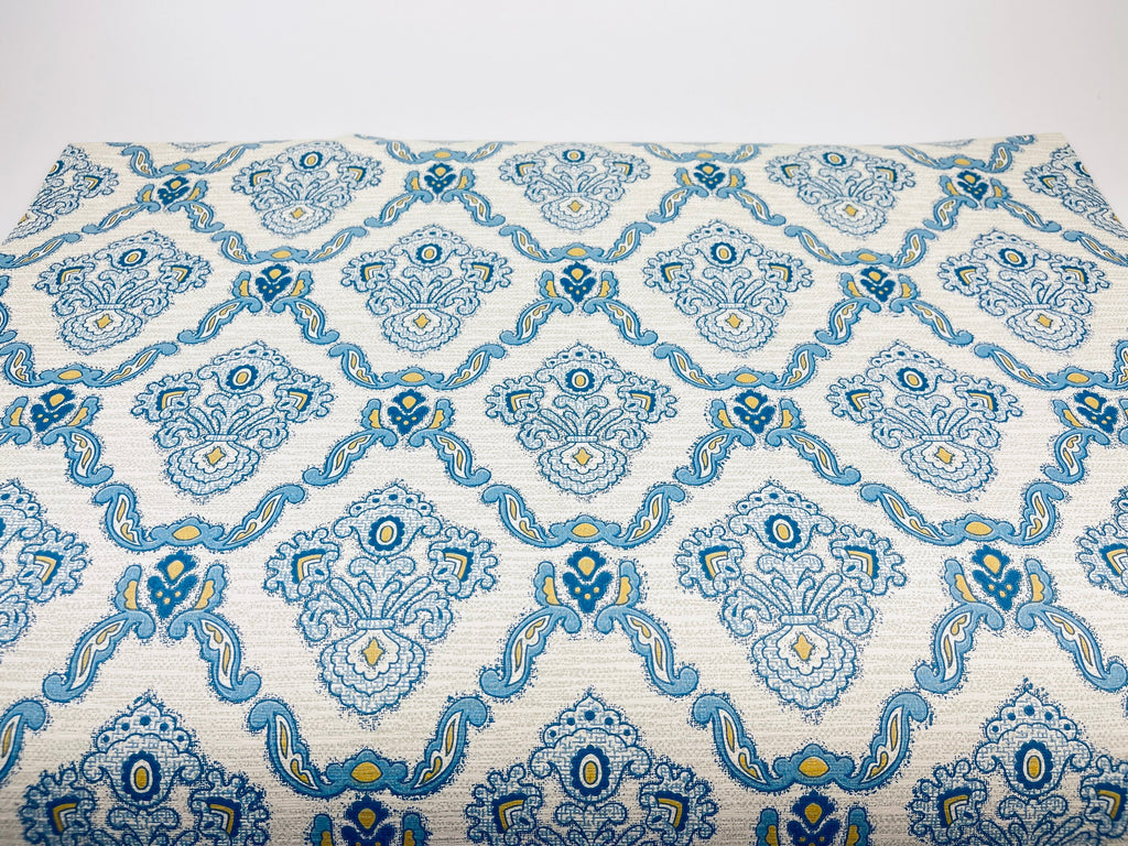 Product image for 'vintage 1970s blue beige damask wallpaper lightly textured 21 x 55 ideal for crafts upcycling' (view 395067)