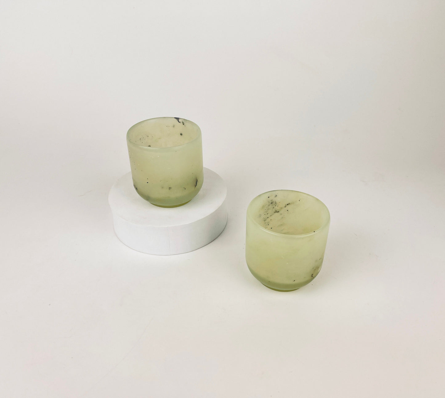 Product image for 'vintage antique chinese white jade stone wine tea cups set of two 2' (view bdd795)