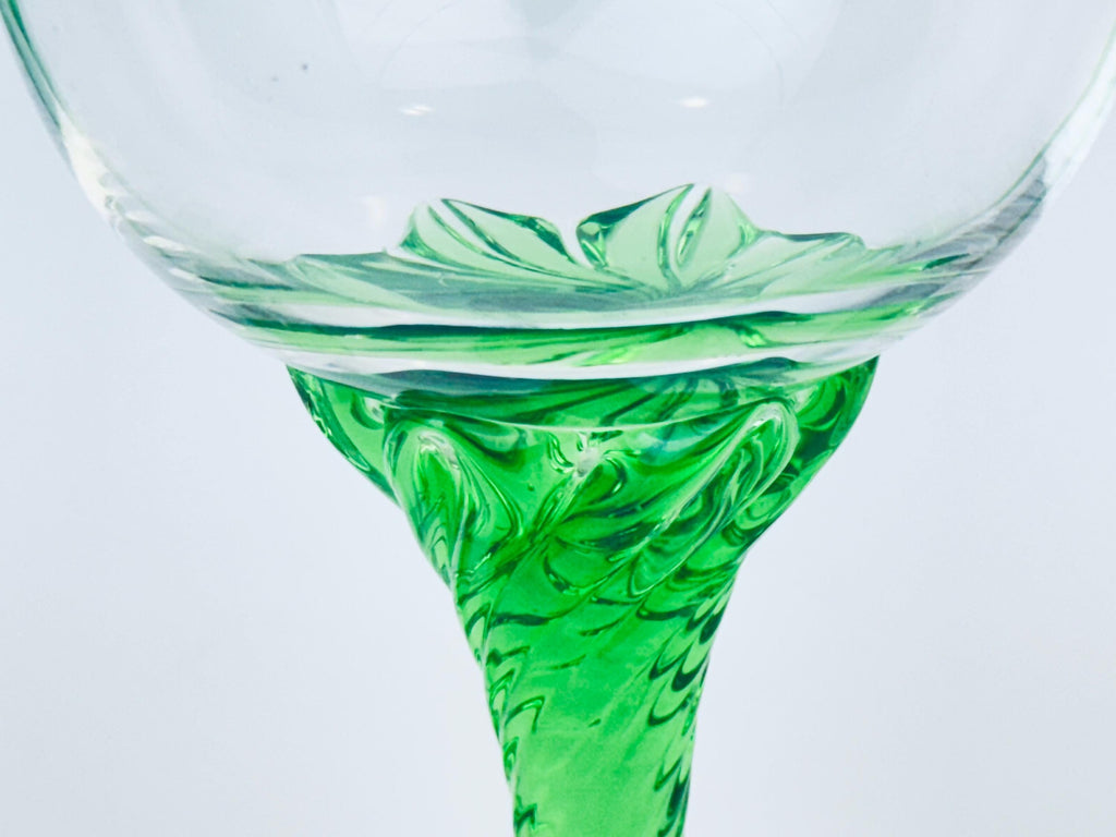 Product image for 'vintage 1970s green swirl stem wine glasses set of 3' (view 830547)