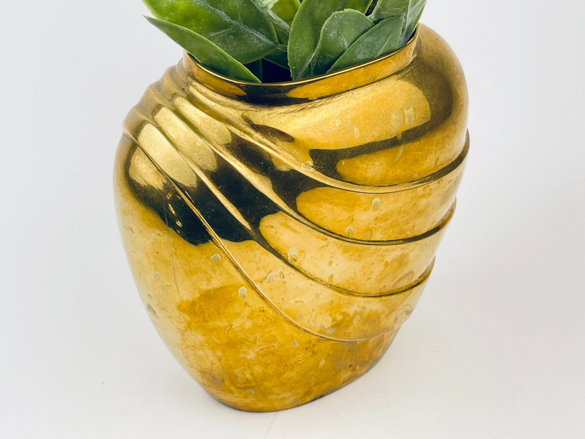 Product image for 'vintage art deco revival brass vase indoor planter attractive aged metal patina' (view 10bc15)