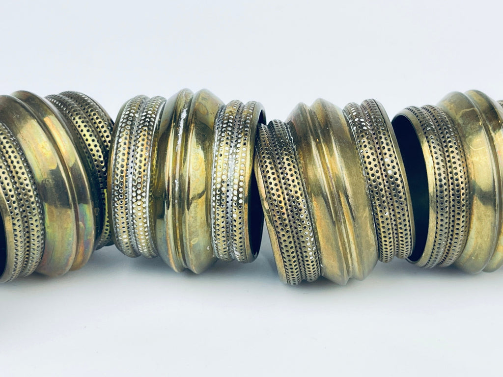 Product image for 'vintage brass ribbed napkin ring holders set of six 6 attractive aged patina' (view c7c036)