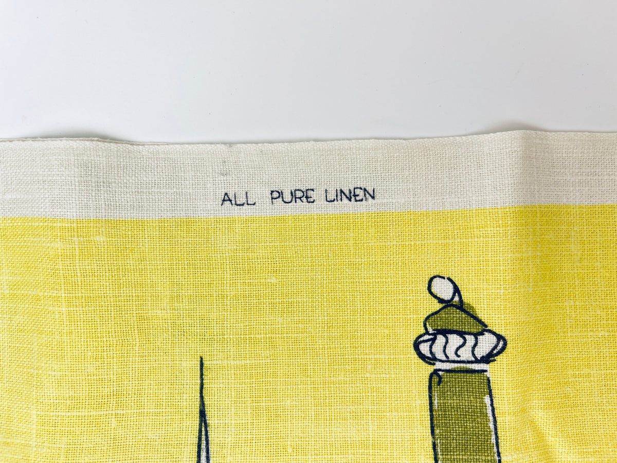 Product image for 'vintage bbq wine glass tea towel bbq statement towel all pure linen fast colours hand printed' (view f0e565)