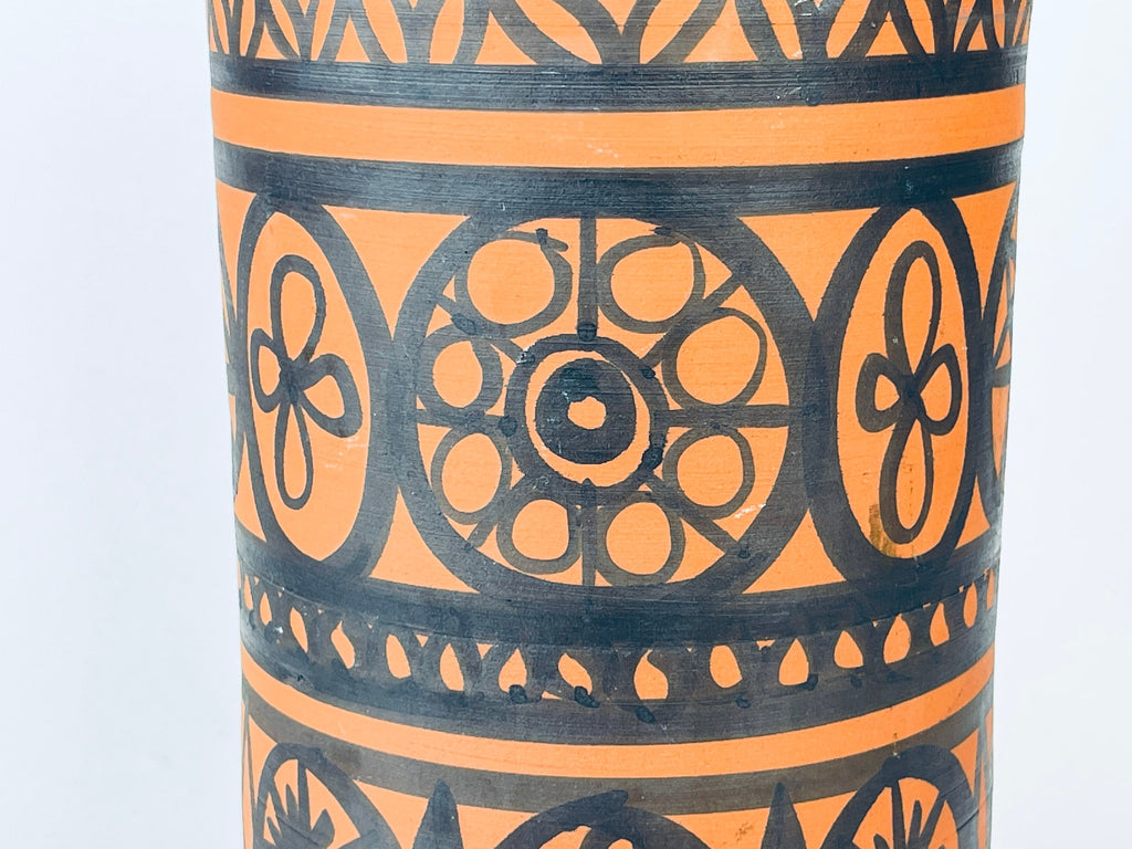 Product image for 'vintage wattisfield ware suffolk terracotta pottery widemouth vase hand painted mid century modern pattern made in england' (view 6ef7d4)