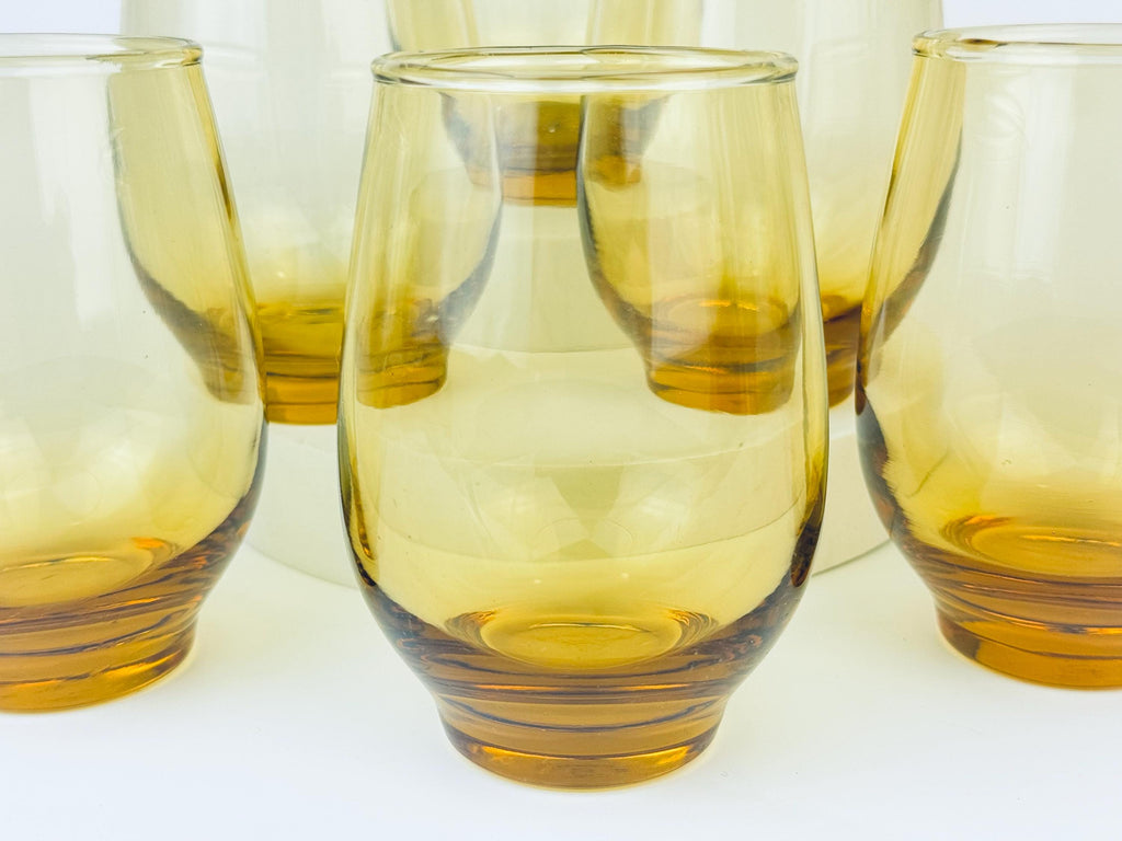 Product image for 'vintage libbey tempo amber glassware barware gift set sold separately' (view bd0724)