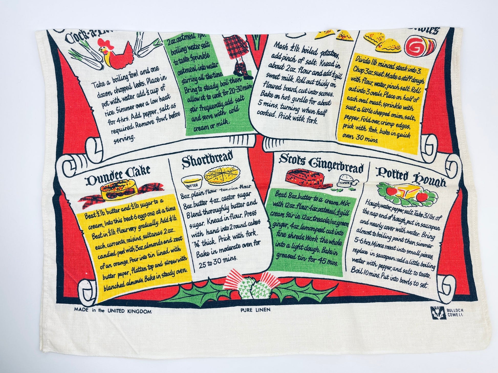 Product image for 'vintage traditional scottish recipes tea towel made in the united kingdom pure linen' (view 1423cc)