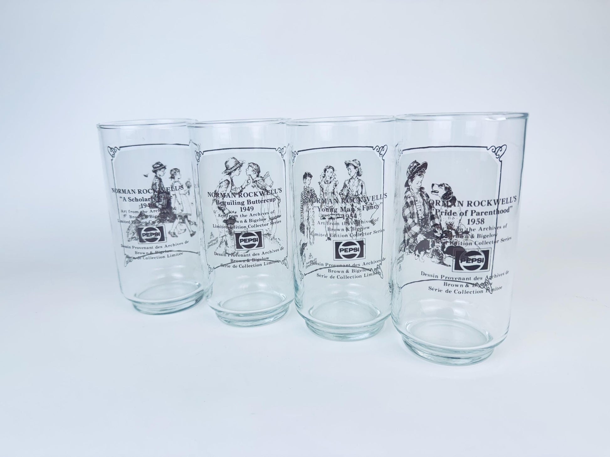 Product image for 'vintage norman rockwell pepsi glass water tumbler glasses set of four 4 limited edition collector series' (view 6f7f7e)