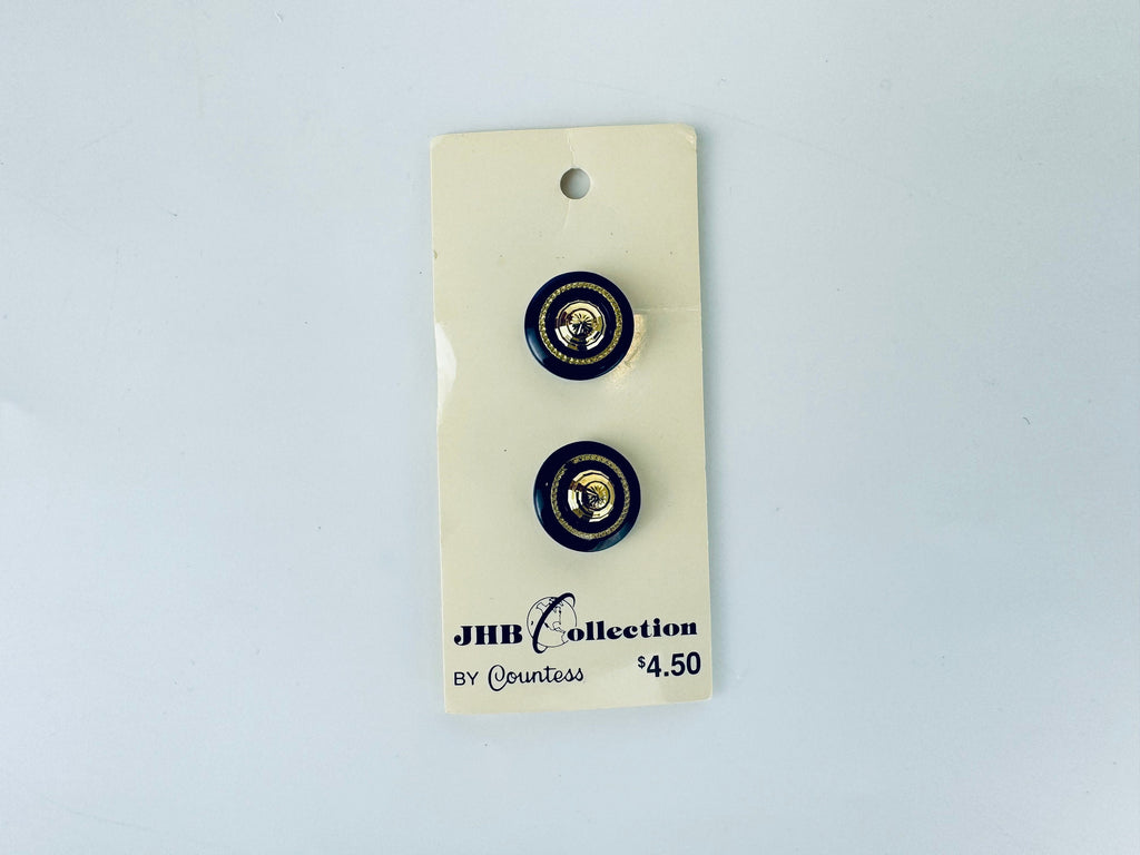 Product image for 'vintage jhb collection by countess black gold plastic metal button packs packs sold separately' (view 0c12b5)