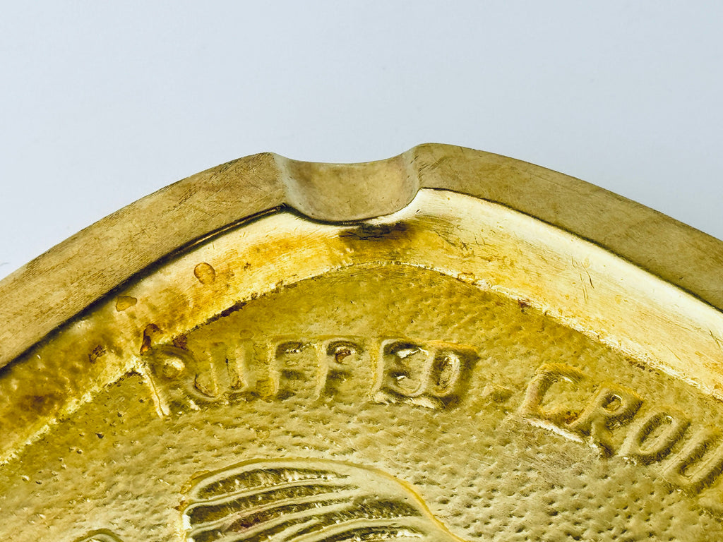 Product image for 'vintage solid heavy brass ruffled grouse ashtray attractive aged metal patina hunter gift' (view 1faf41)