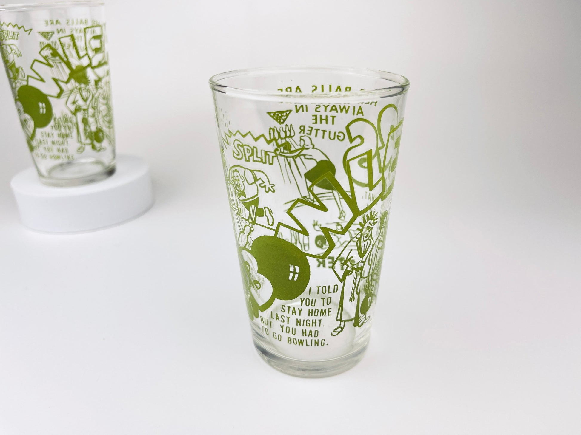 Product image for 'vintage bowling federal glasses set of two 2 bowler gift' (view a665ea)