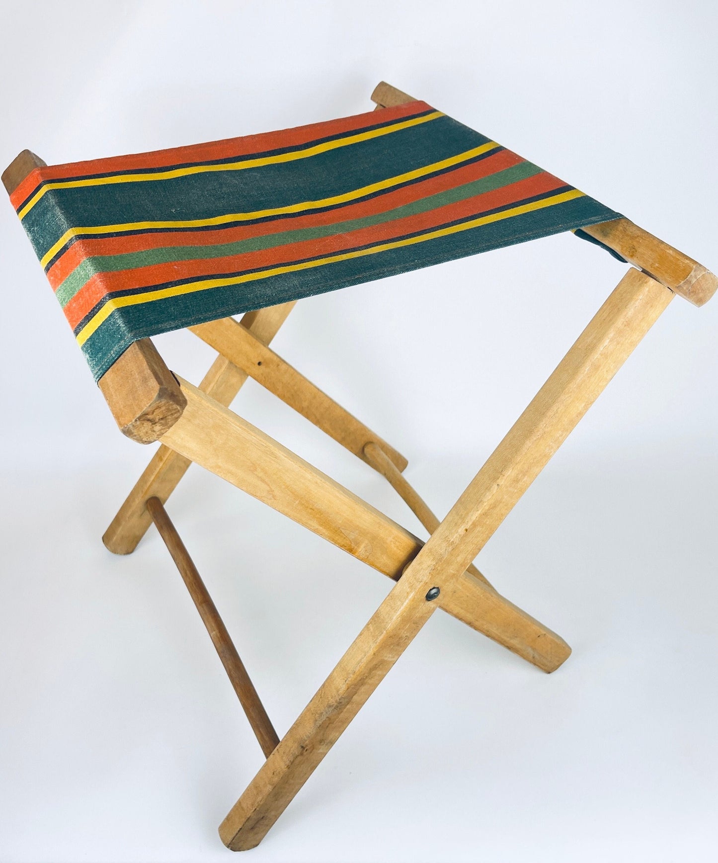 Product image for 'vintage folding wood striped cloth stool camping chair' (view 50f6b2)