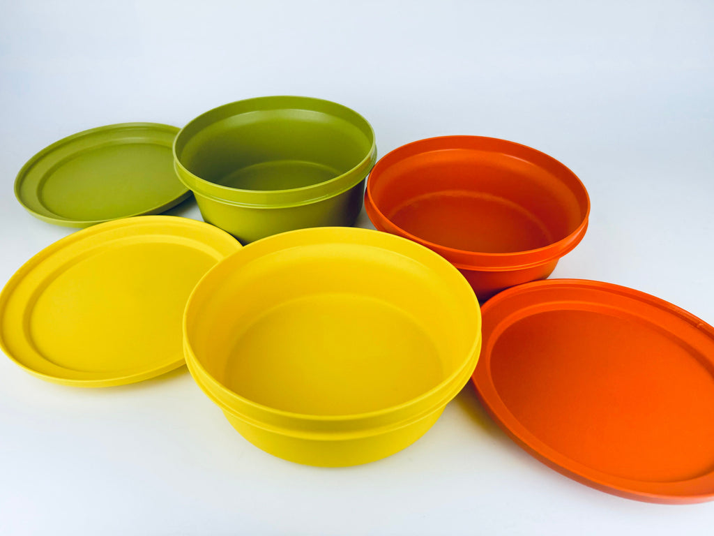 Product image for 'vintage plastic tupperware container set harvest orange yellow avocado green made in canada sold separately' (view 14ffcf)