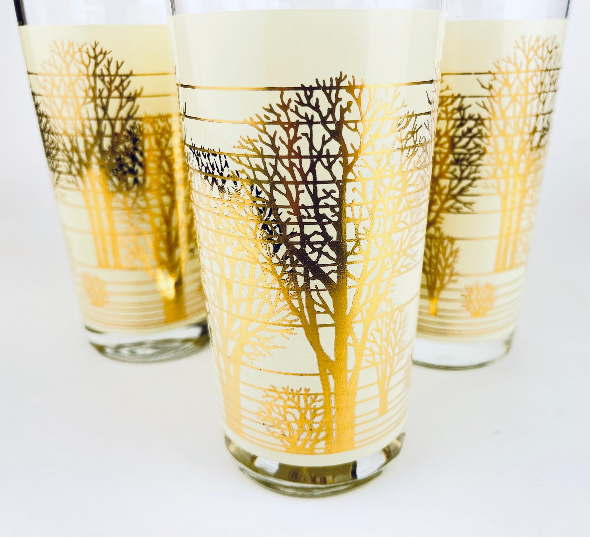 Product image for 'vintage beige gold tree water glasses set of four 4' (view 7d2925)