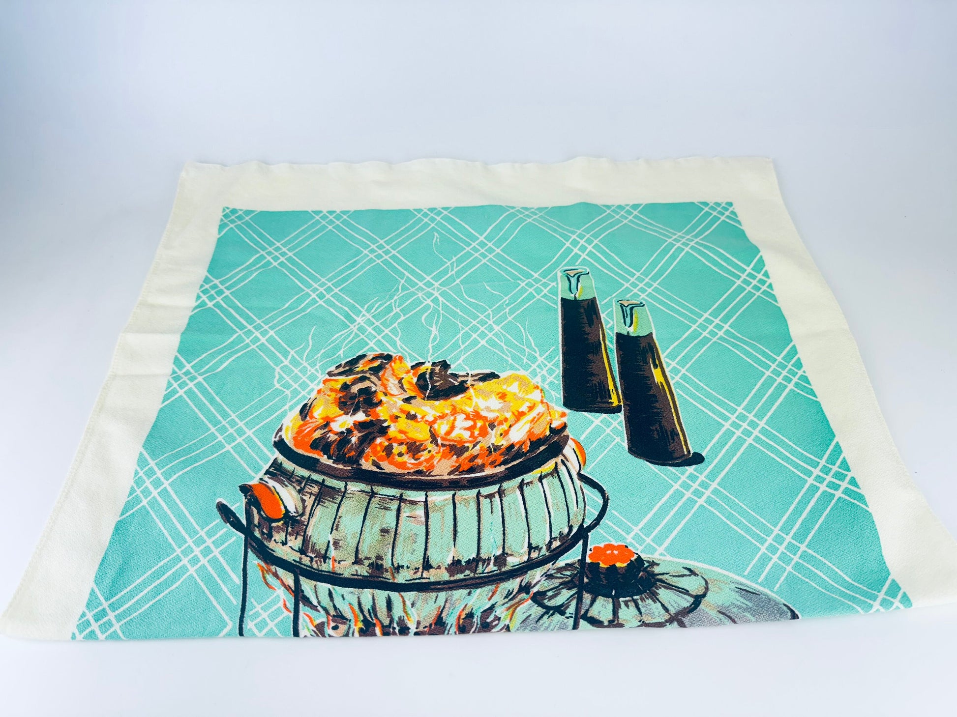Product image for 'vintage beige green kitchen linen tea towel statement towel 100 cotton' (view ceba76)