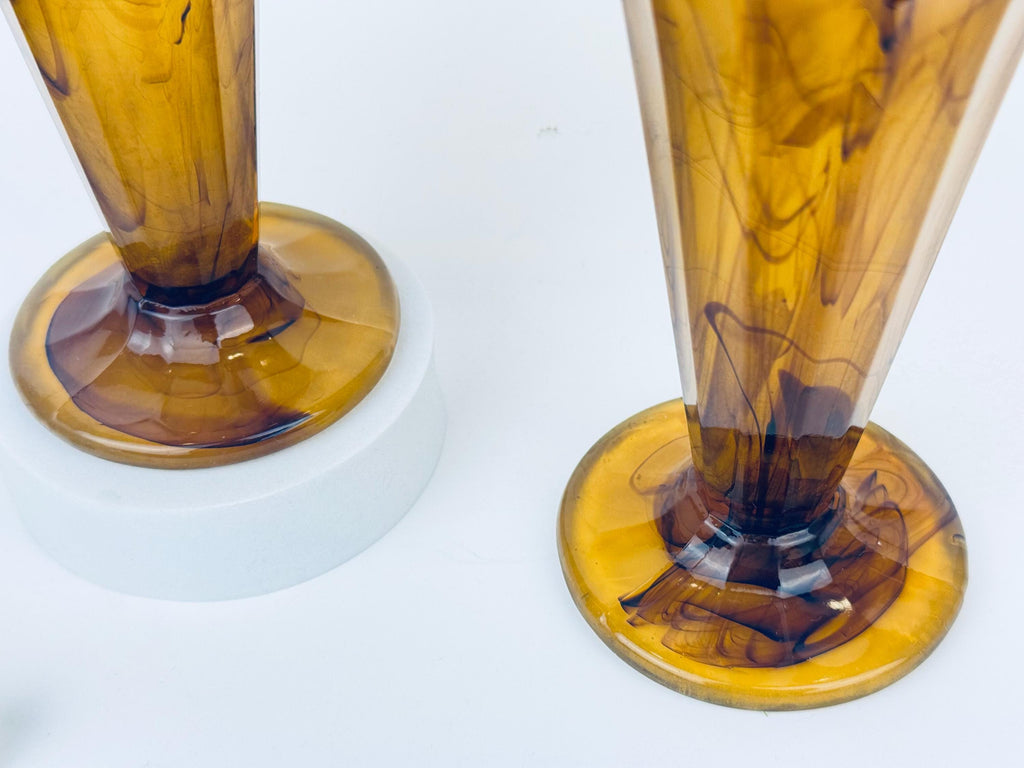 Product image for 'vintage george davidson brown swirl cloud glass trumpet vase sold separately' (view 40087e)