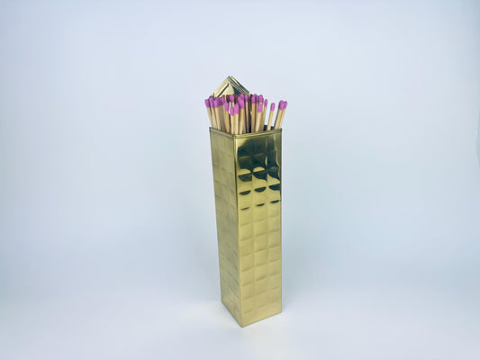 Product image for 'vintage brass long match holder wall mount 1970s grid pattern hearth decor' (view cee94e)