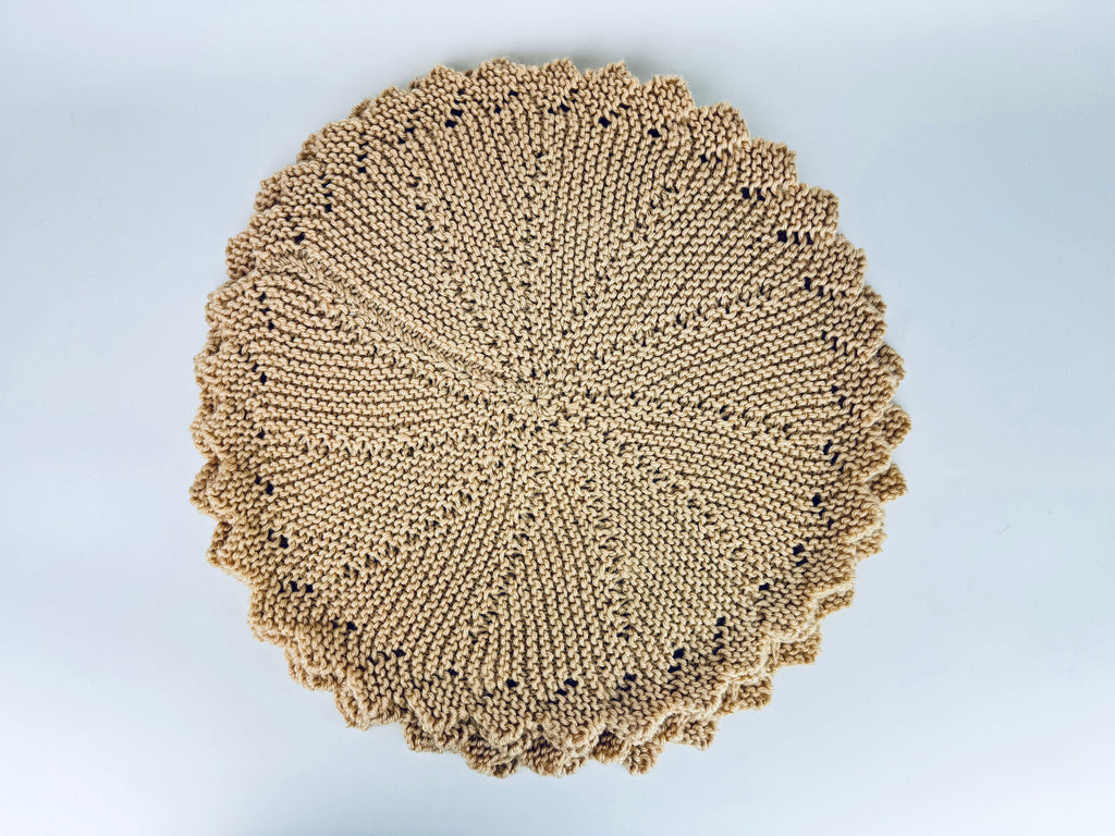 Product image for 'vintage round crochet woven brown or beige place mats underplates set of four 4 sets sold separately' (view 381398)