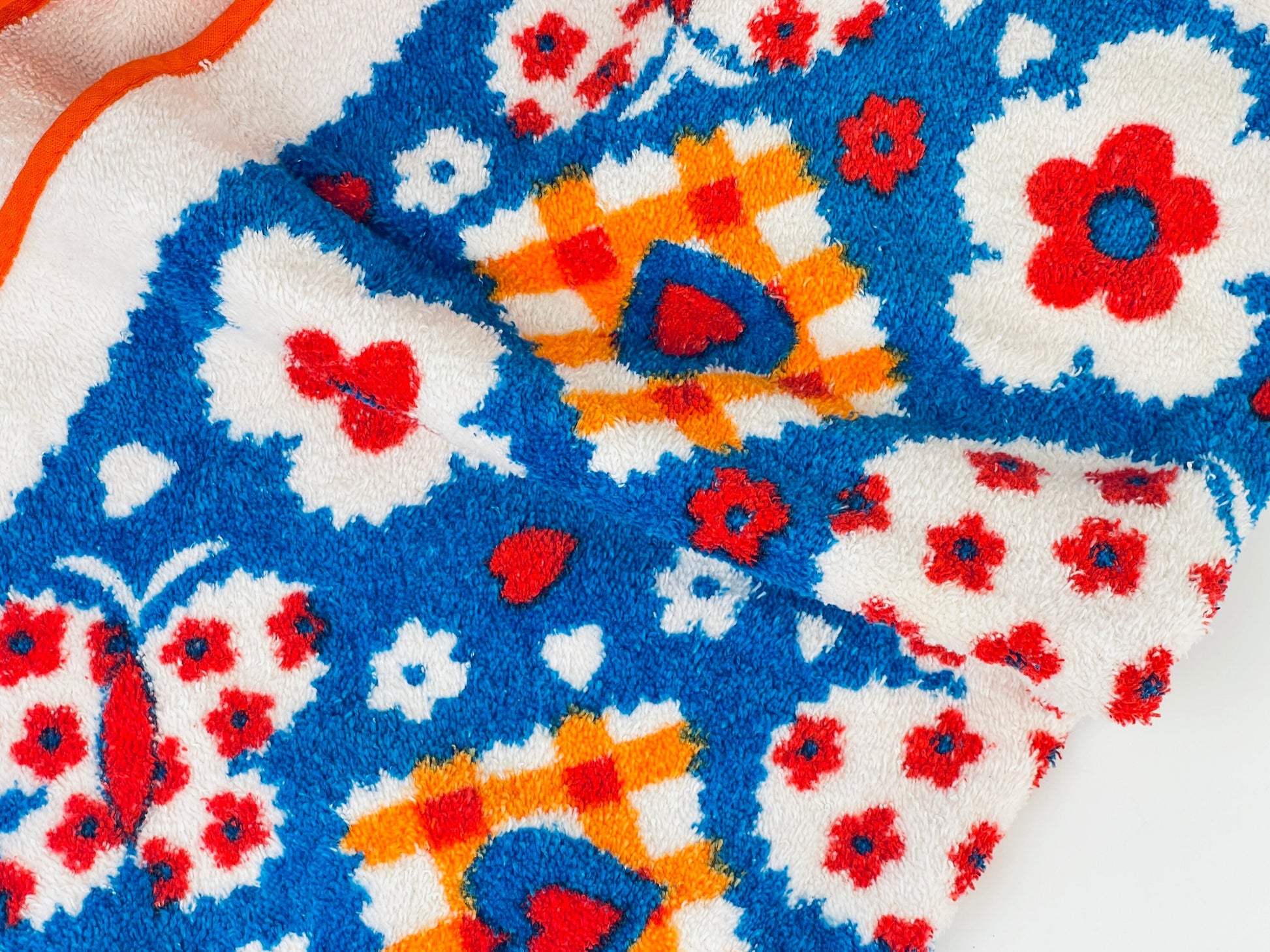 Product image for 'vintage butterfly flower power terry towel waist apron orange trim' (view 4964ba)
