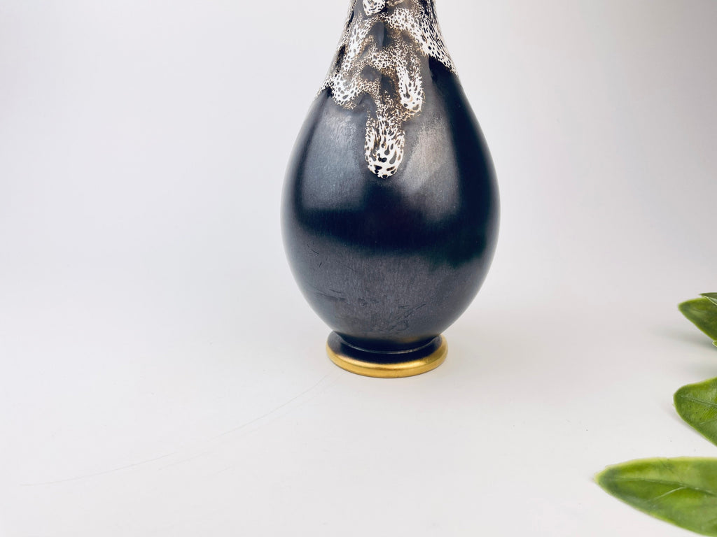 Product image for 'vintage lava brown gold drip glaze bud vase made in germany' (view 612163)