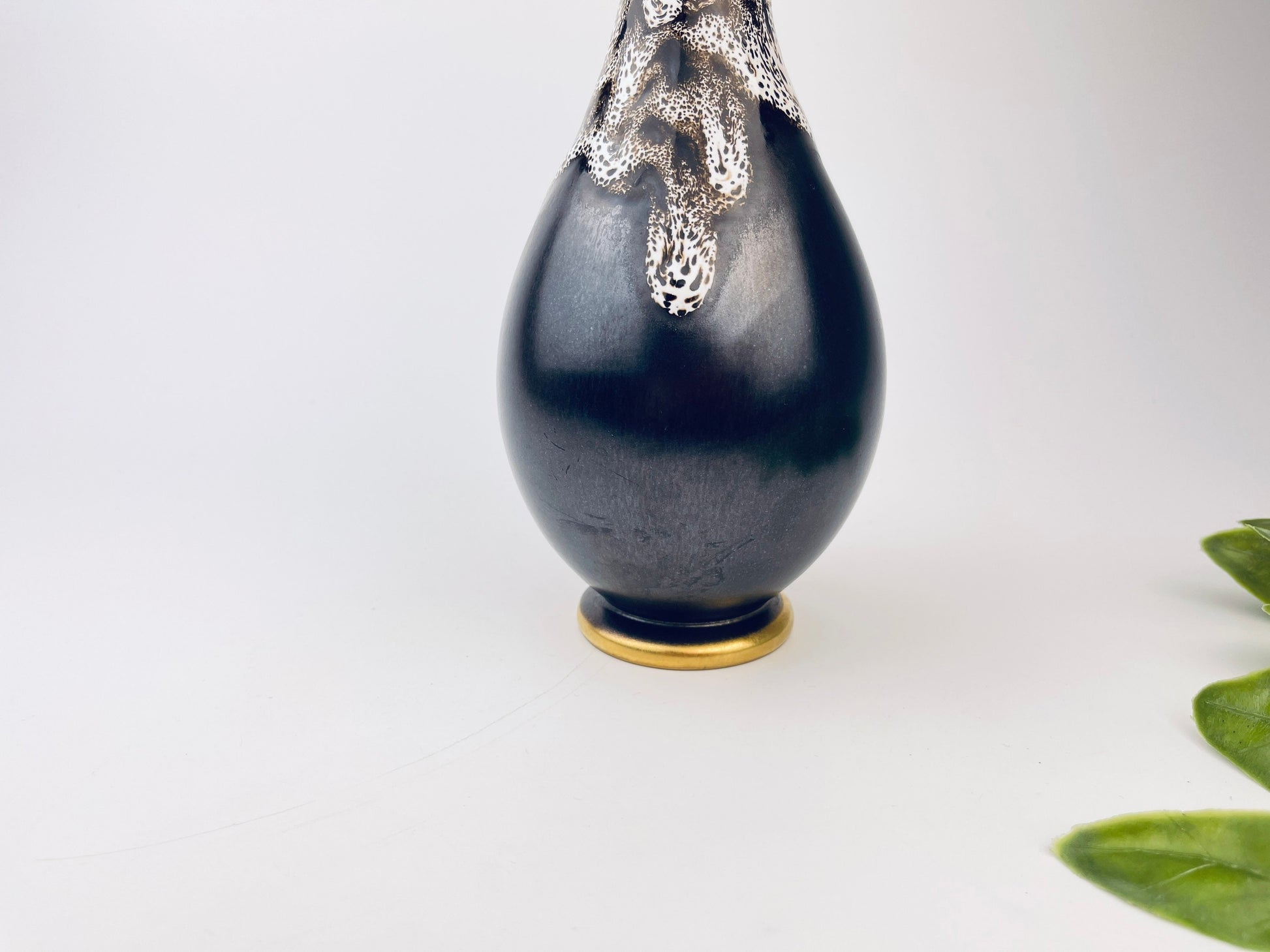 Product image for 'vintage lava brown gold drip glaze bud vase made in germany' (view 612163)